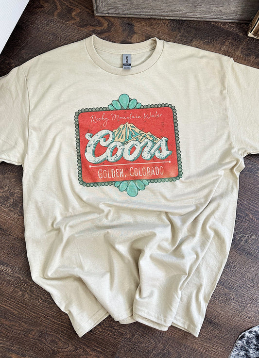 Coors Rocky Mountain Vintage Tee Shirt – Retro Beer Graphic Cotton Casual Top