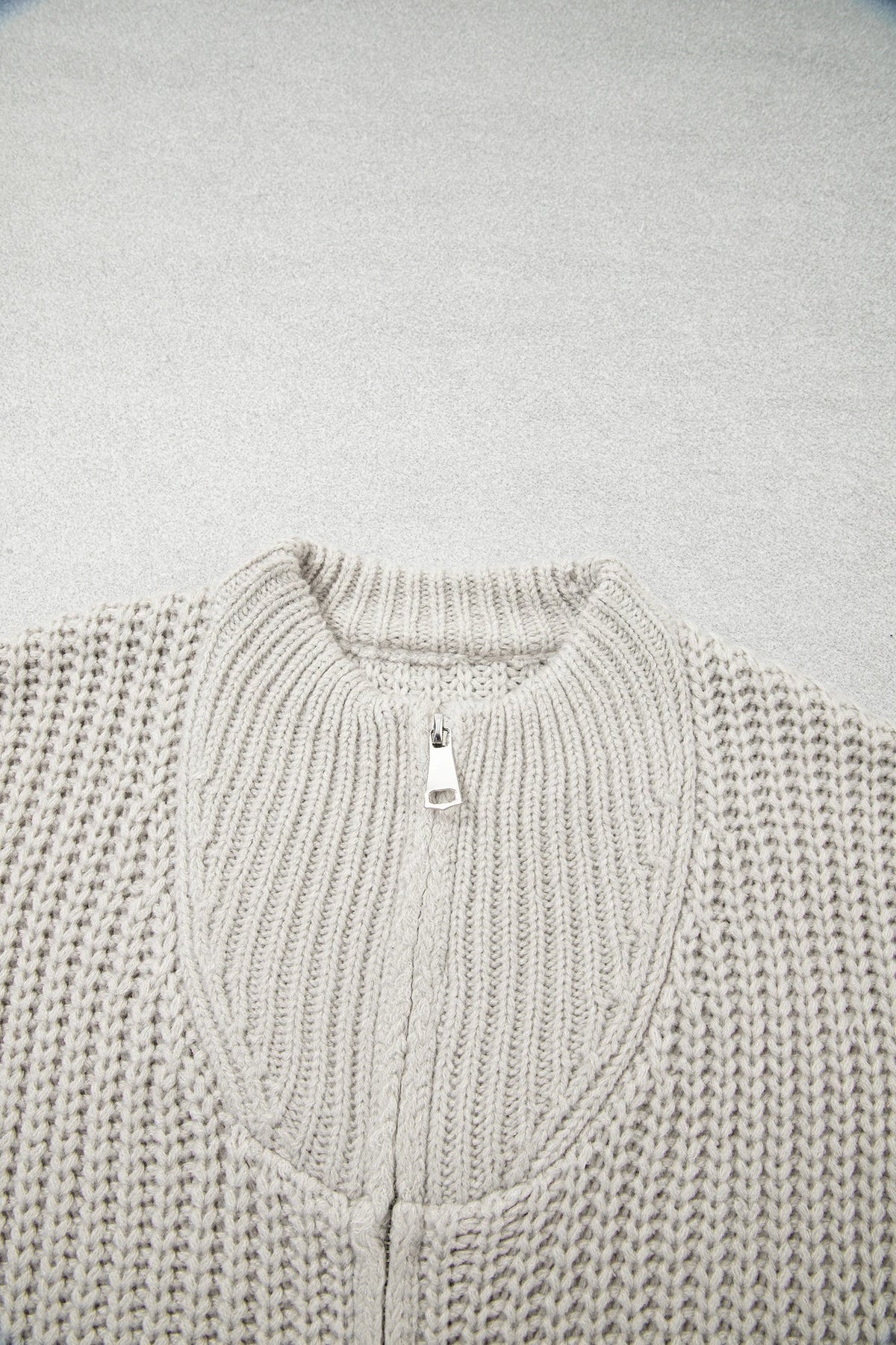 Solid Zip Up High Neck Short Sleeve Knit Top