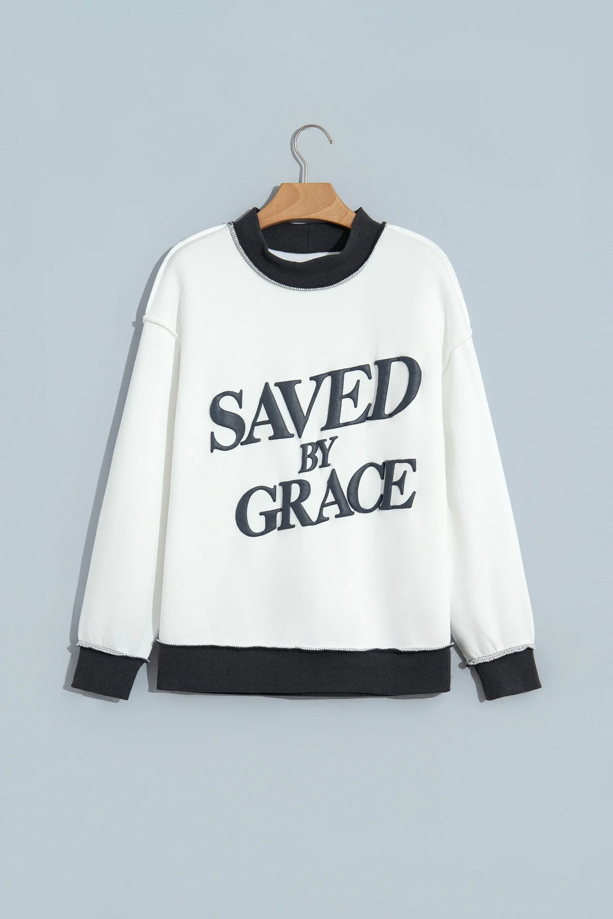 Saved By Grace Colorblock Mock Neck Oversized Sweatshirt