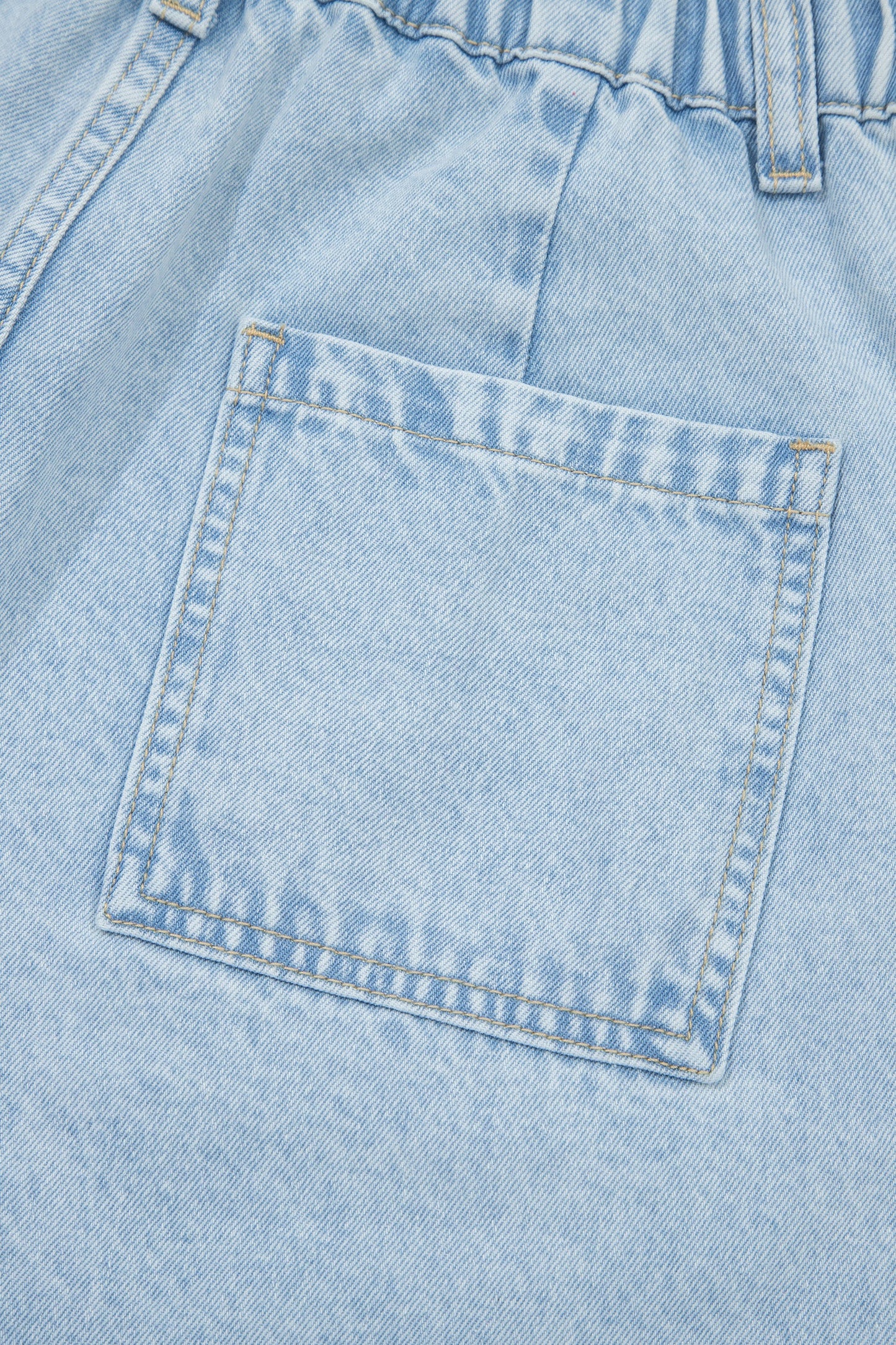 Beau Blue Studded Side Slit Leg Frayed Pocketed Wide Leg Jeans
