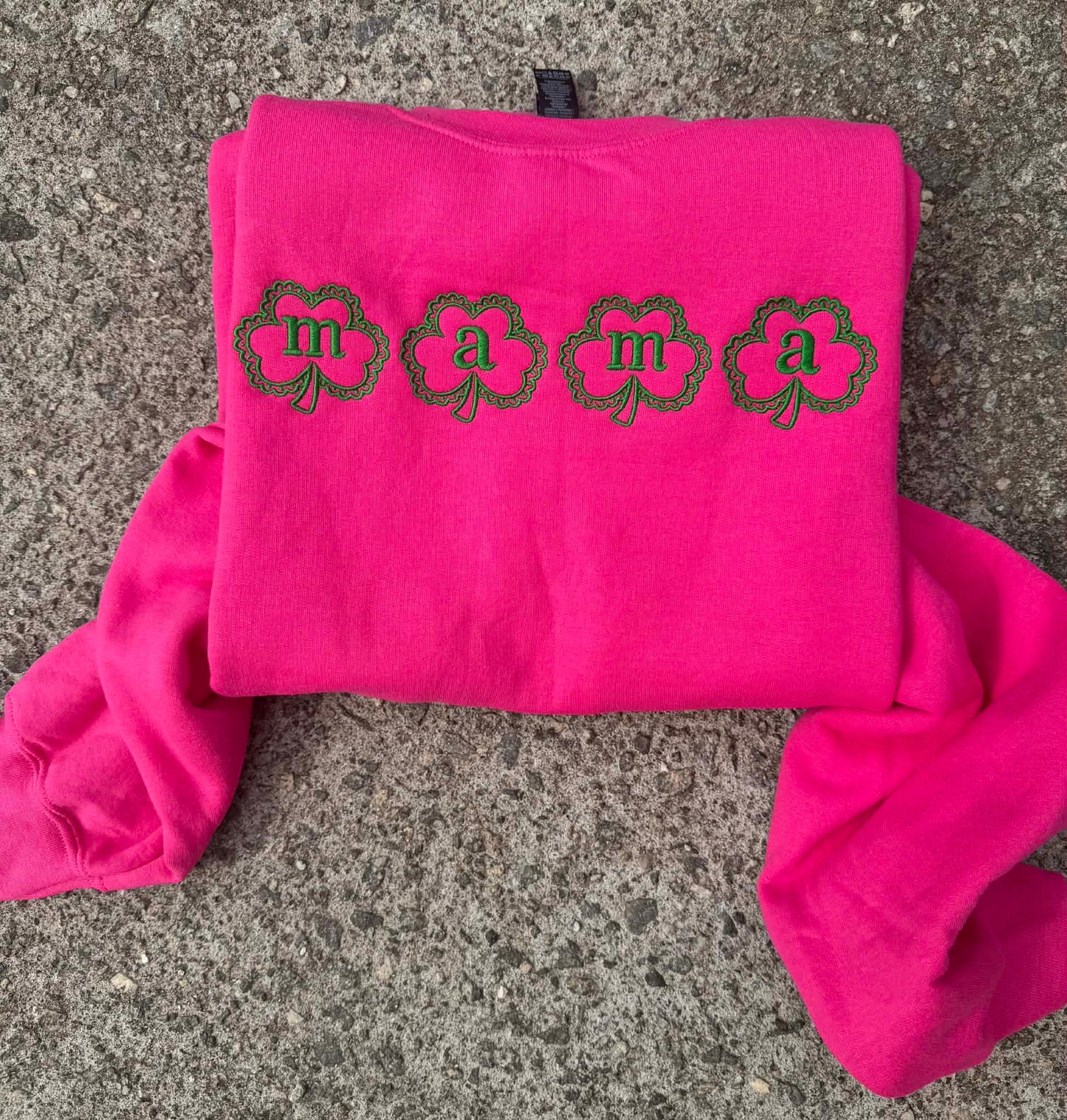 One Lucky Mama Shamrock St. Patrick's Day Embroidered Sweatshirt