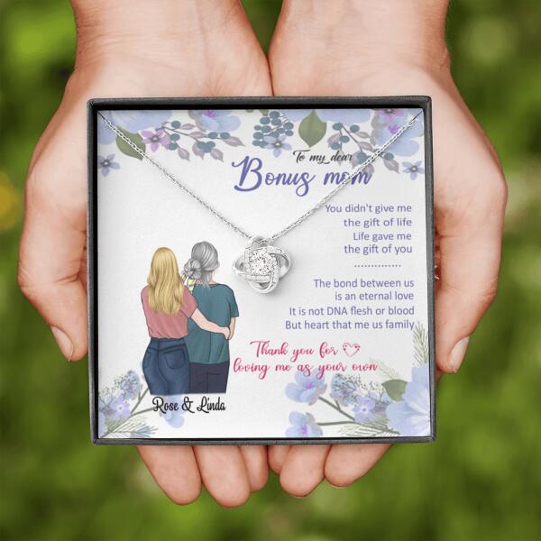 Personalized Message Card Love Knot Necklace Jewelry - Best Gift For Mother's Day - To My Bonus Mom