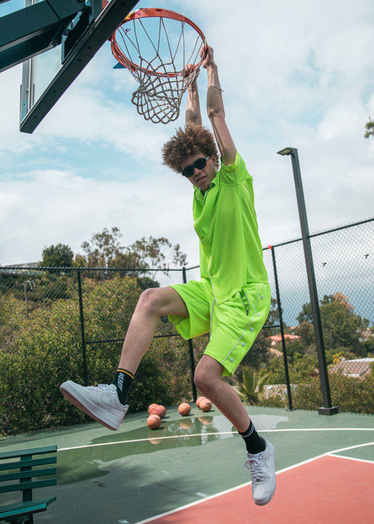 Men's Snap Button Gym Shorts in Neon - Blank State