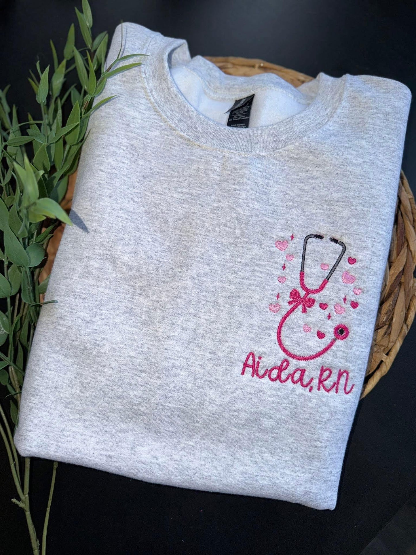 Embroidered Left Chest Custom Name Valentines Day Nurse