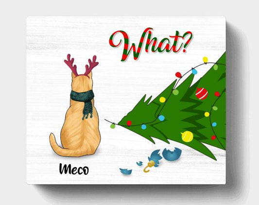 Custom Personalized Christmas Cat Horizontal Canvas - Best Gift For Cat Lover - What?