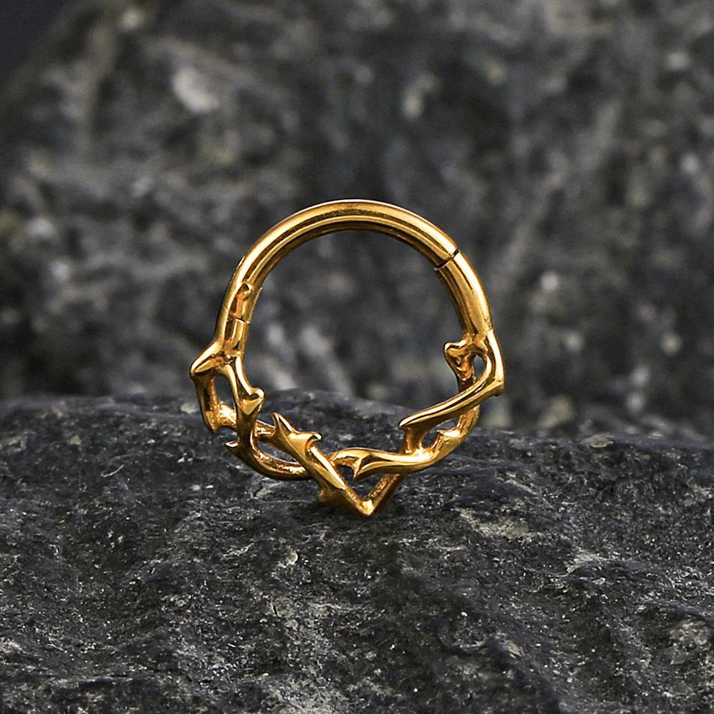 Personalized Titanium Thorn Lip Ring