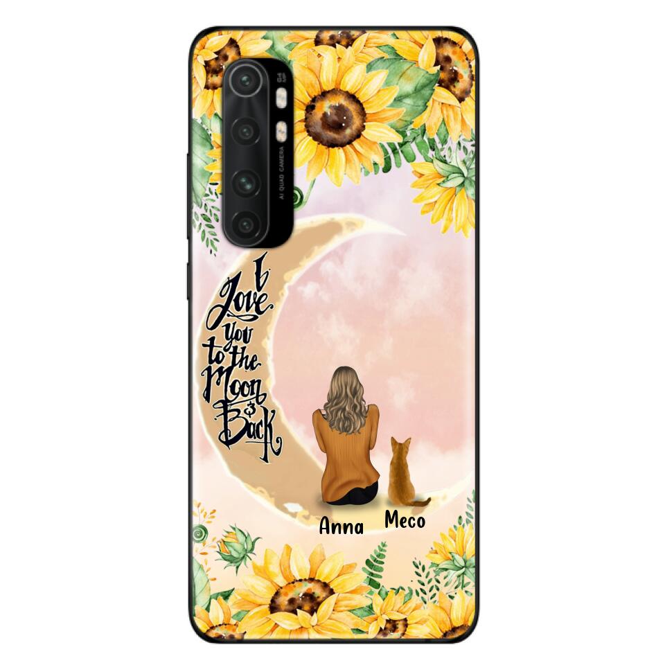 Personalized Cat Sun Flower Phone Case - Up to 6 Cats - Gift Idea For Cat Lover - I Love You To The Moon And Back - Case For Xiaomi, Oppo And Huawei