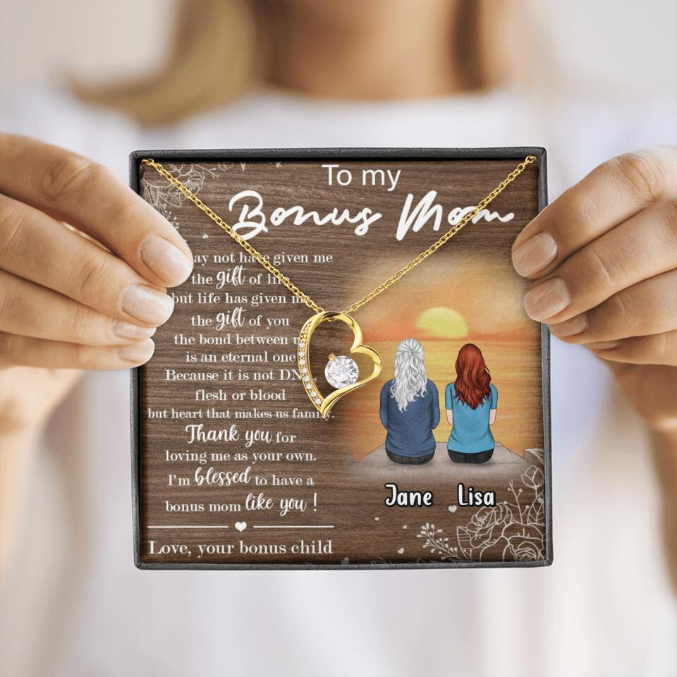 Personalized Bonus Mom Necklace - Up to 5 People - Mother's Day Gift For Mom - To My Bonus Mom