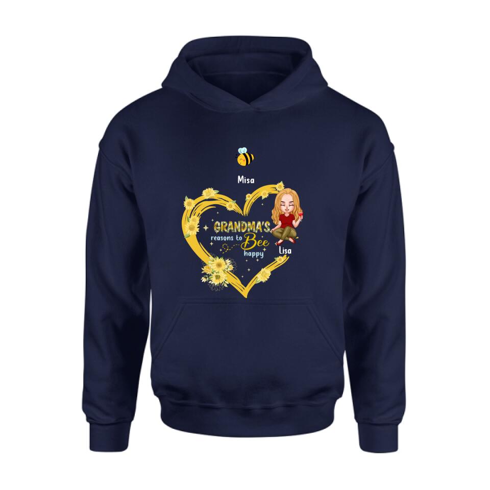 Personalized Grandma Shirt - Up to 6 Kids - Mother's Day Gift For Grandma - Grandma's Reasons To Bee Happy