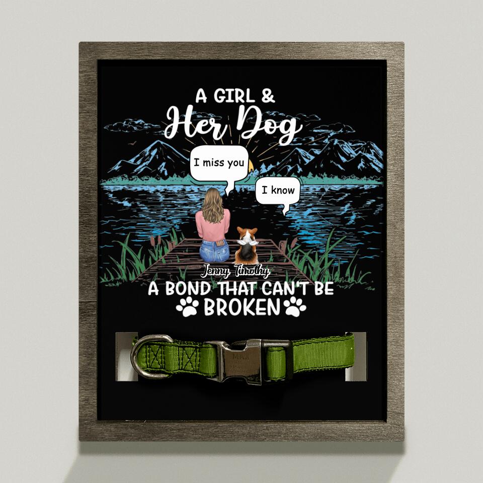 Personalized Memorial Dog Loss Frame - Up To 5 Dogs - Gift Idea For Dog Lovers - A Girl And Her Dog A Bond That Can't Be Broken