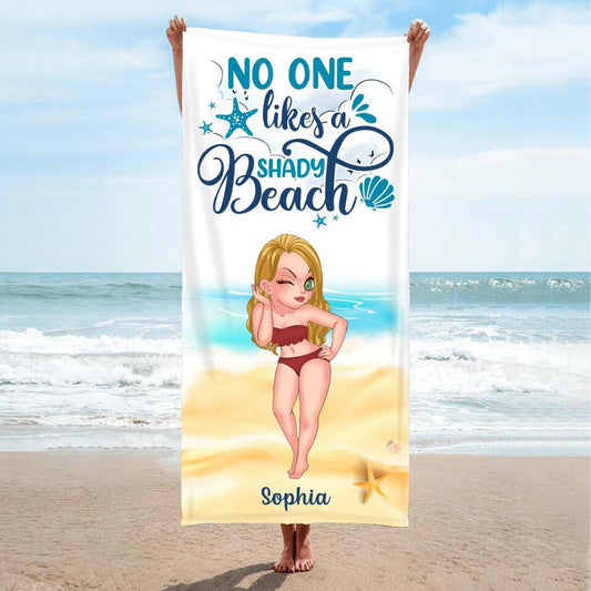 Custom Personalized Bestie Beach Towel - Gift Idea For Girls/Beach Lovers - No One Likes A Shady Beach