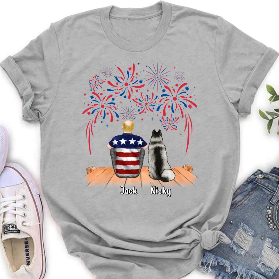 Personalized Independence Day Shirt - Family With Up to 4 Dogs/Cats - Gift Idea For Independence Day/Family/Dog/Cat Lover