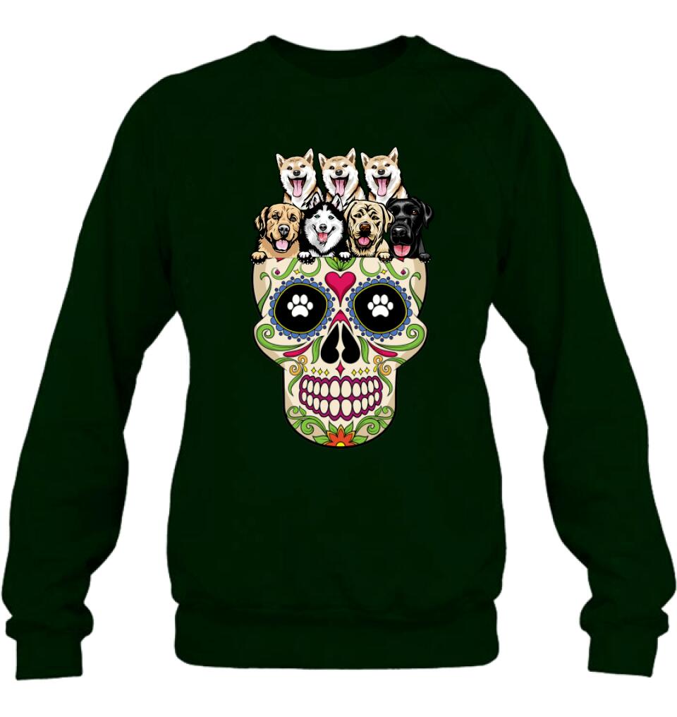 Personalized Sugar Skull Pets T-shirt/Hoodie/Sweatshirt/Sleeve - Gift for Dog/Cat Lovers - Up to 7 Pets