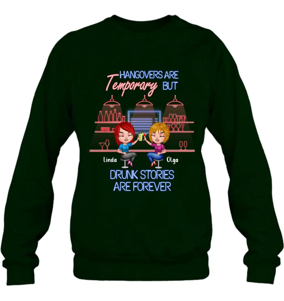 Personalized Drinking Friends Shirt - Up to 4 People - Gift Idea For Friends - Hangovers Are Temporary But Drunk Stories Are Forever