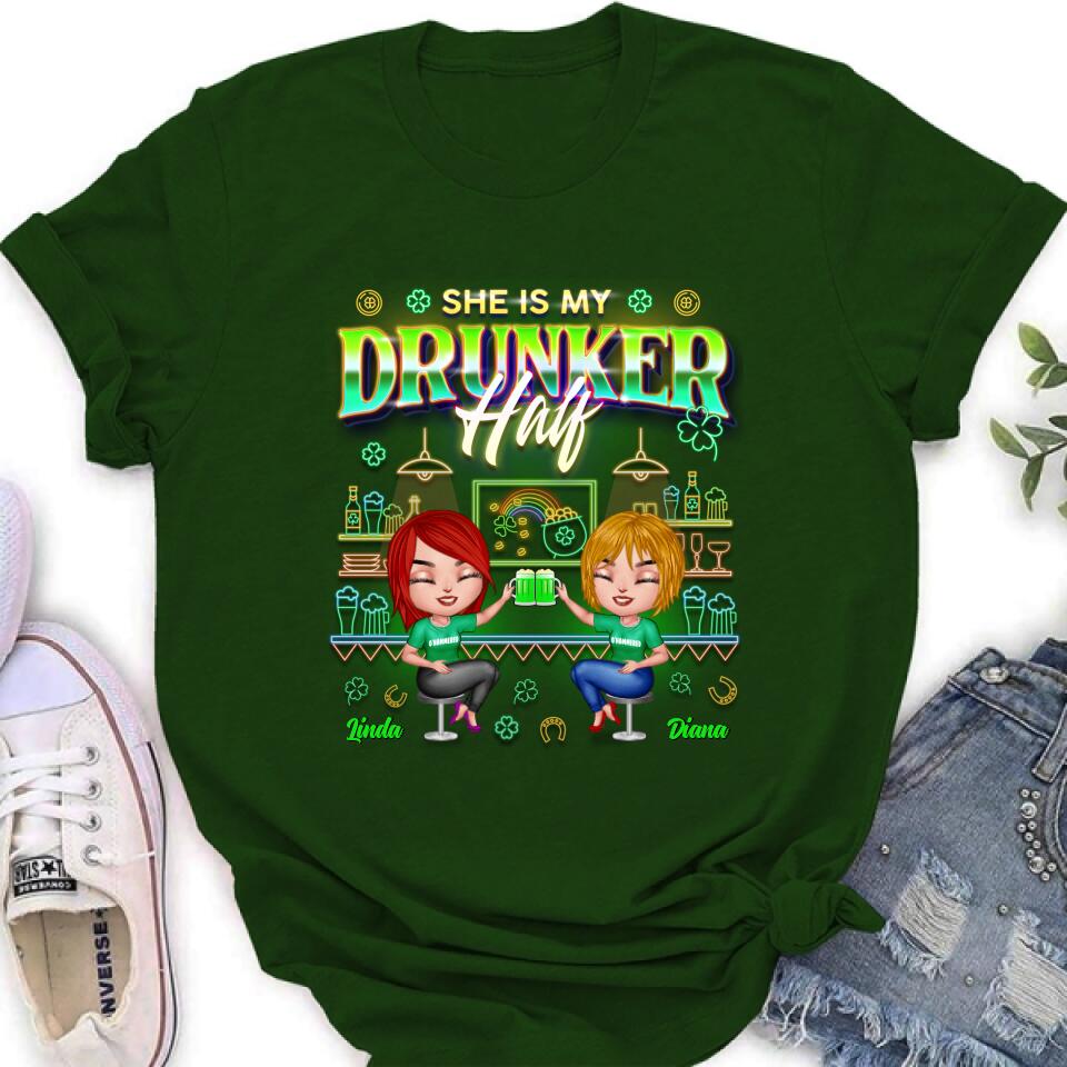 Personalized Drunker Half Shirt - Up to 5 People - Gift Idea For St. Patrick's Day - She Is My Drunker Half