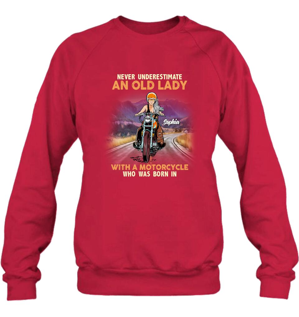 Personalized Biker Grandma Shirt/Pullover Hoodie - Mother's Day Gift For Grandma/Biker - Assuming I'm Just An Old Lady Was Your First Mistake