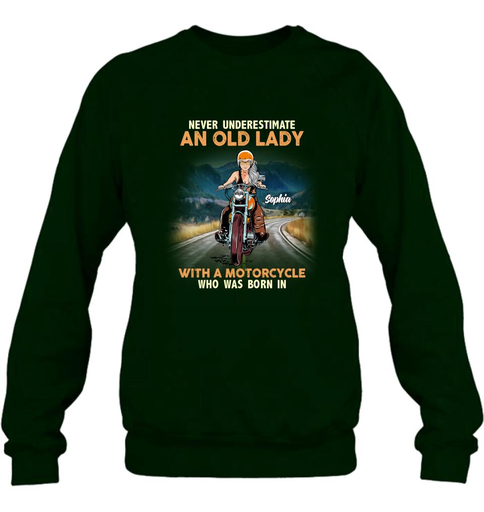 Personalized Biker Grandma Shirt/Pullover Hoodie - Mother's Day Gift For Grandma/Biker - Assuming I'm Just An Old Lady Was Your First Mistake