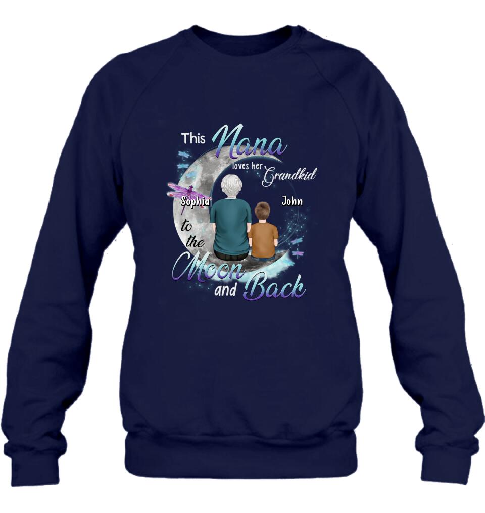 Personalized Grandma Shirt - Up to 4 Kids - Mother's Day Gift For Grandma - This Nana Loves Her Grandkid To The Moon And Back