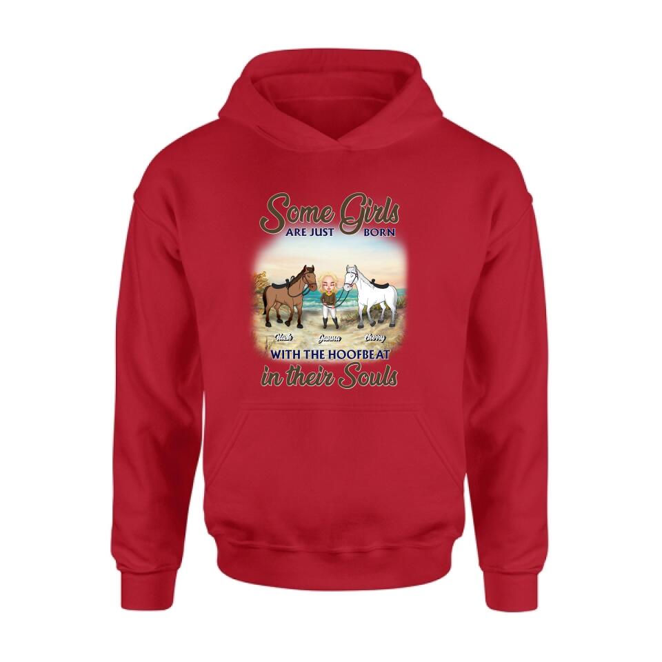 Personalized Horse Lady Unisex T-shirt/Hoodie/Sweatshirt - Gift For Horse Lovers/Mother's Day Gift - Some Girls Are Just Born With The Hoofbeat In Their Souls