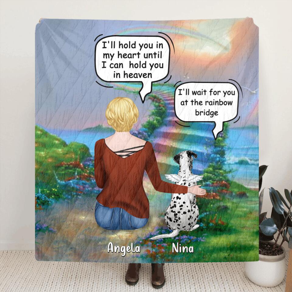 Personalized Memorial Dog Quilt/Fleece Blanket/Pillow Cover - Up to 4 Dogs - Memorial Gift For Dog Lovers