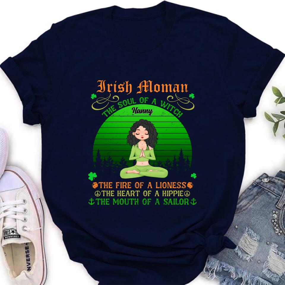 Personalized Irish Girl Yoga Shirt - Gift Idea For St Patrick's Day - Irish Woman The Soul Of A Witch