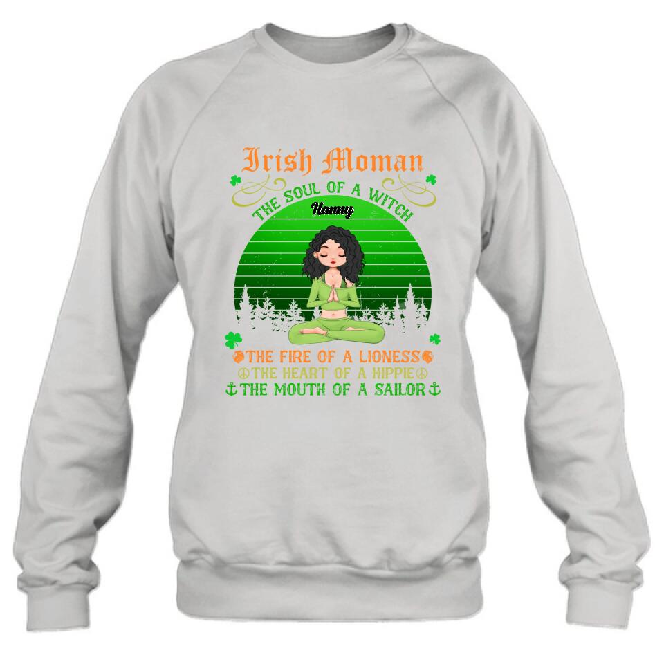 Personalized Irish Girl Yoga Shirt - Gift Idea For St Patrick's Day - Irish Woman The Soul Of A Witch