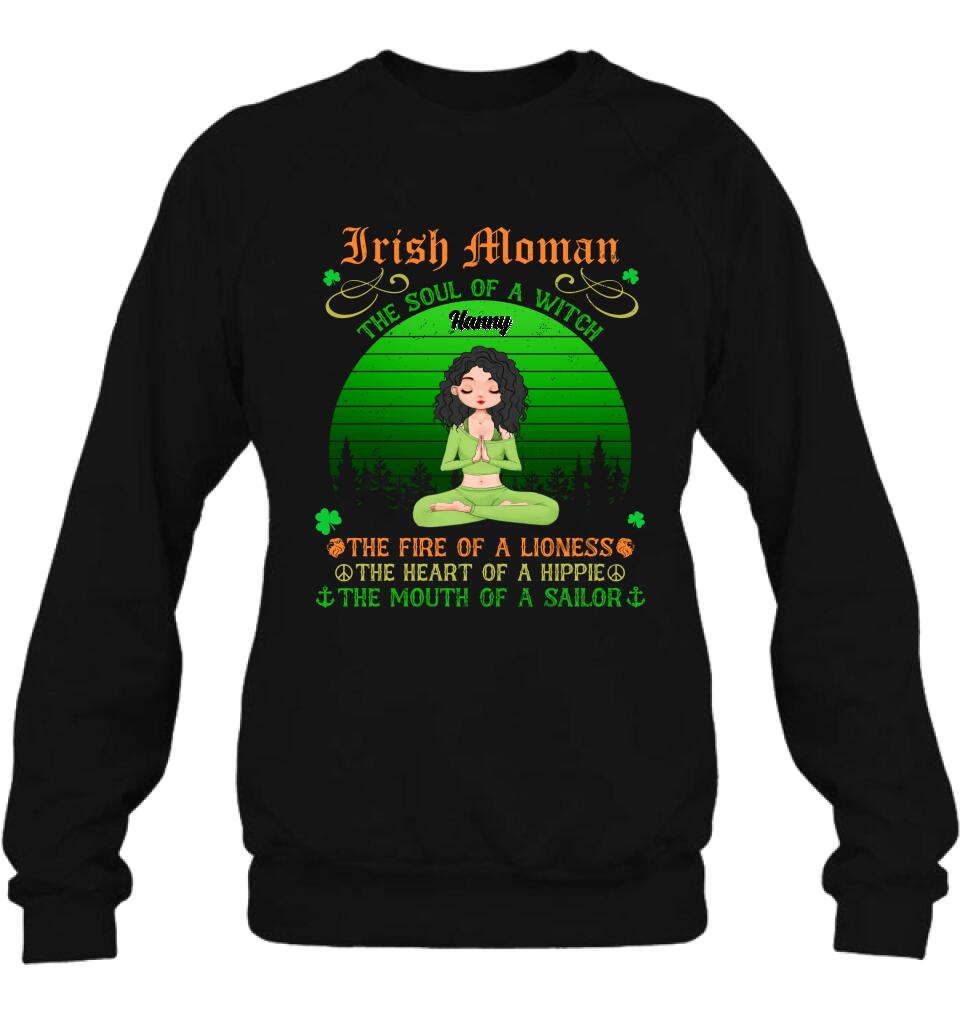 Personalized Irish Girl Yoga Shirt - Gift Idea For St Patrick's Day - Irish Woman The Soul Of A Witch