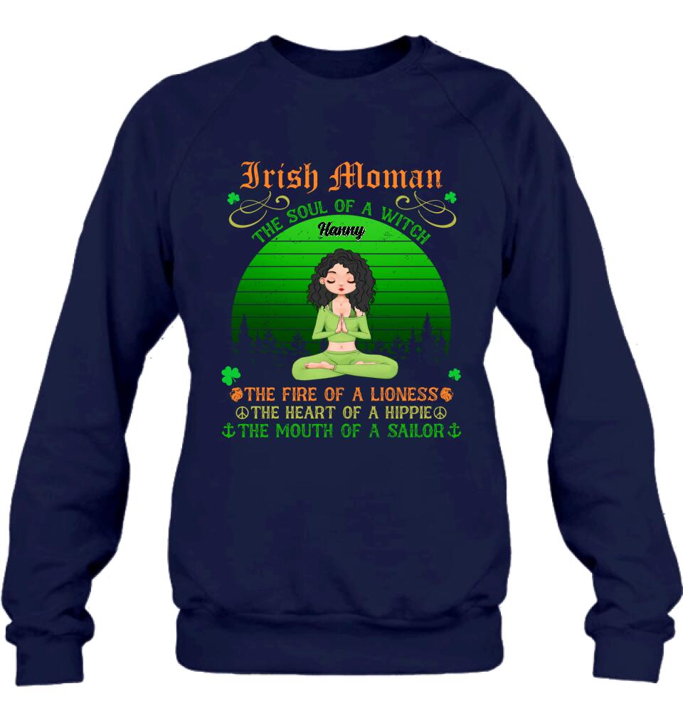 Personalized Irish Girl Yoga Shirt - Gift Idea For St Patrick's Day - Irish Woman The Soul Of A Witch