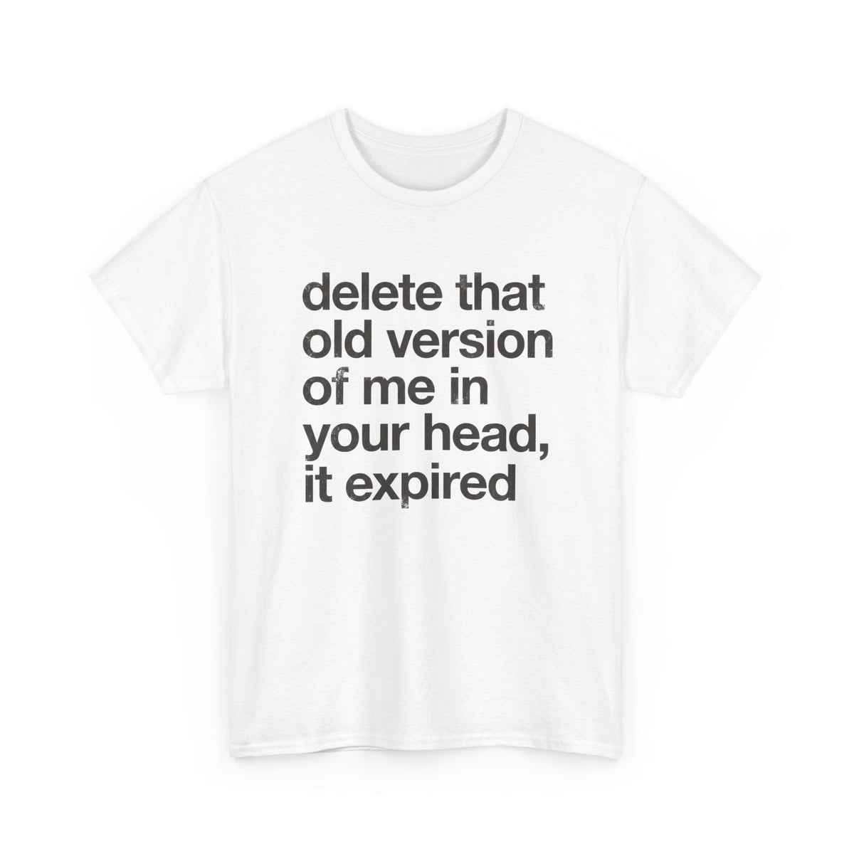 Statement Tee — “delete that old version of me in your head, it expired” Minimalist Typography T-Shirt