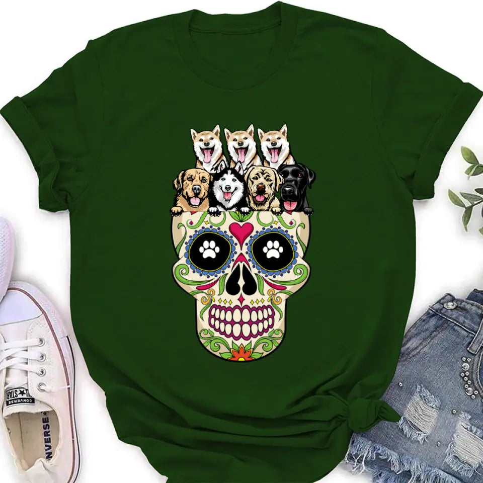 Personalized Sugar Skull Pets T-shirt/Hoodie/Sweatshirt/Sleeve - Gift for Dog/Cat Lovers - Up to 7 Pets