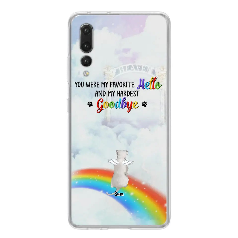 Personalized Memorial Pets At Rainbow Bridge Phone Case - Up to 5 Pets - Memorial Gift For Dog Lovers/Cat Lovers - You Were My Favorite Hello And My Hardest Goodbye - For Xiaomi, Oppo And Huawei Phone Case