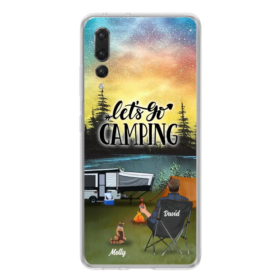 Personalized Night Camping Phone Case - Solo/Couple With Up to 6 Pets - Gift For Camping Lover - Let's Go Camping - Case For Xiaomi, Oppo And Huawei