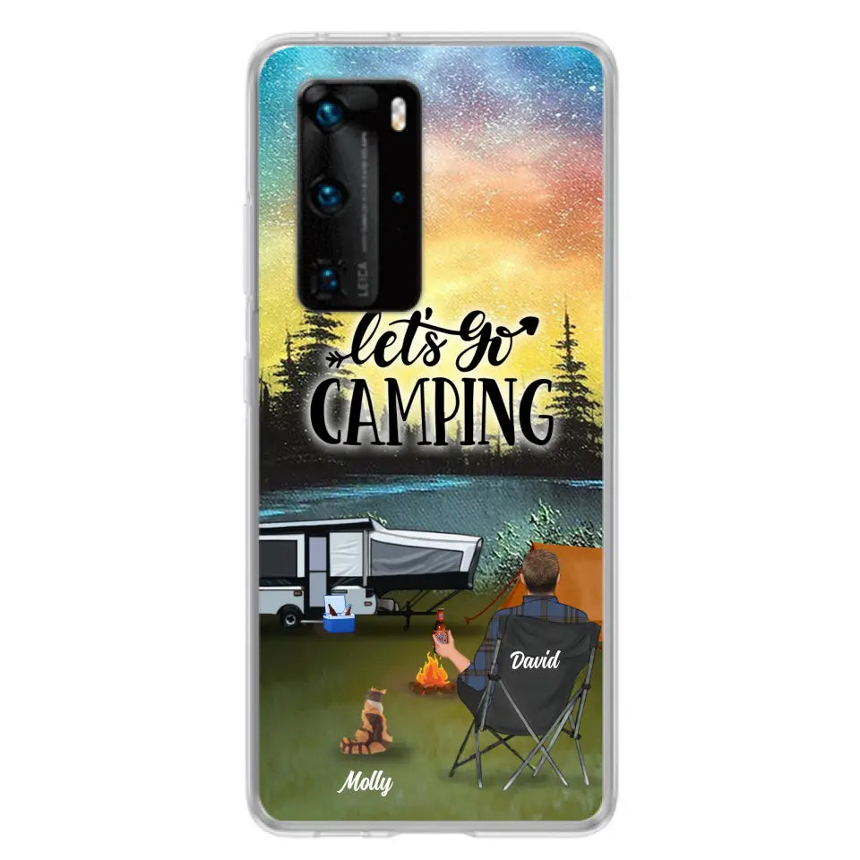 Personalized Night Camping Phone Case - Solo/Couple With Up to 6 Pets - Gift For Camping Lover - Let's Go Camping - Case For Xiaomi, Oppo And Huawei