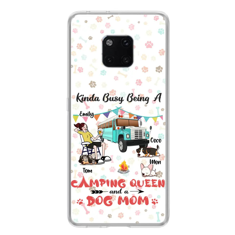 Personalized Camping Queen Phone Case - Up to 3 Dogs - Gift Idea For Dog Lovers - Kinda Busy Being A Camping Queen And A Dog Mom - Case For Xiaomi/Huawei/Oppo