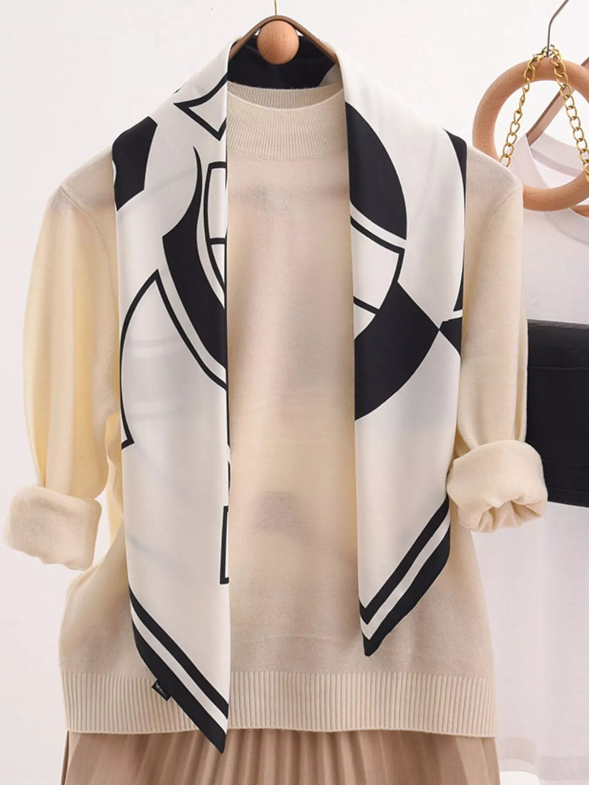 Square Flower Silk Scarf