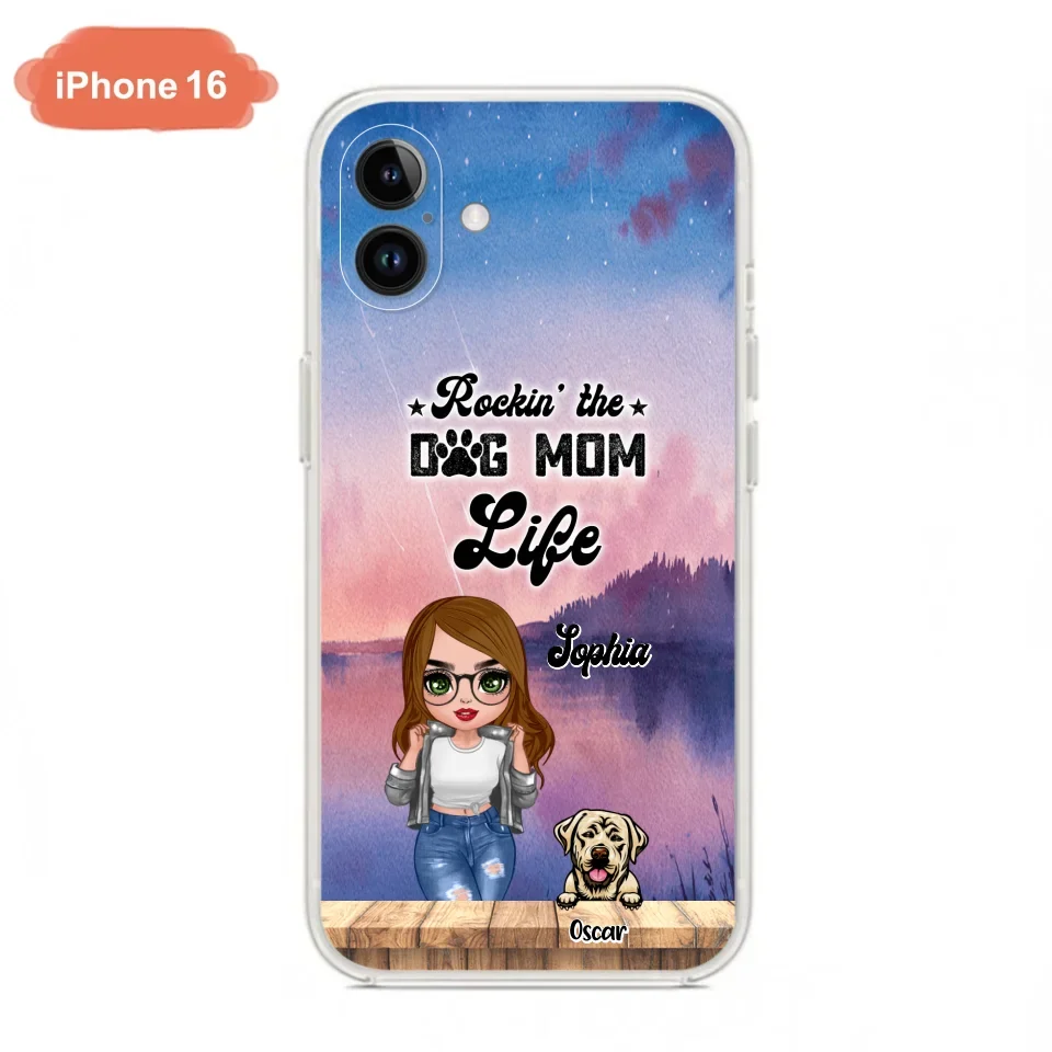 Custom Personalized Dog Mom Chibi Front Phone Case - Gifts For Dog Lover With Up to 4 Dogs - Rockin' The Dog Mom Life - Case For iPhone And Samsung
