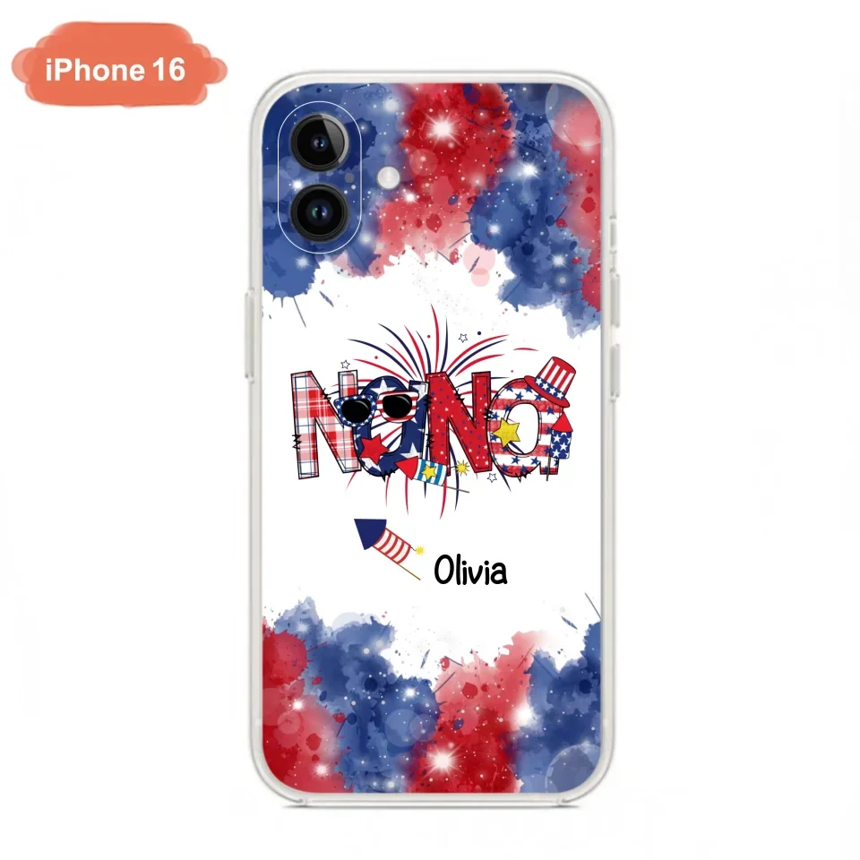 Custom Personalized Grandma Phone Case - 4th of July Mimi Phone Case With Child Names - Up To 10 Children - Gift Idea For Grandma - Cases For Iphone And Samsung