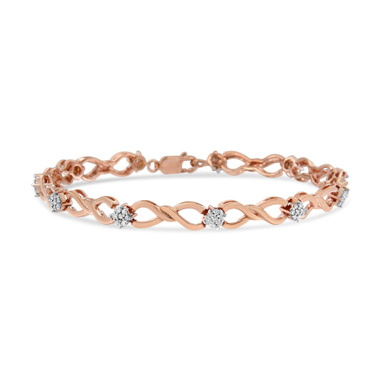 10K Rose Gold Plated .925 Sterling Silver 1/2 Cttw Diamond Infinity Link Tennis Bracelet (H-I Color, I2-I3 Clarity) -7â€