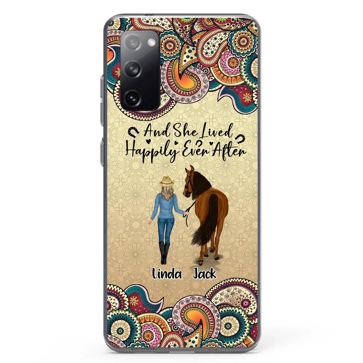 Custom Personalized Horse Girl Phone Case - Upto 4 Horses - Gift Idea For Horse Lovers - And She Lived Happily Ever After - Case For iPhone/Samsung