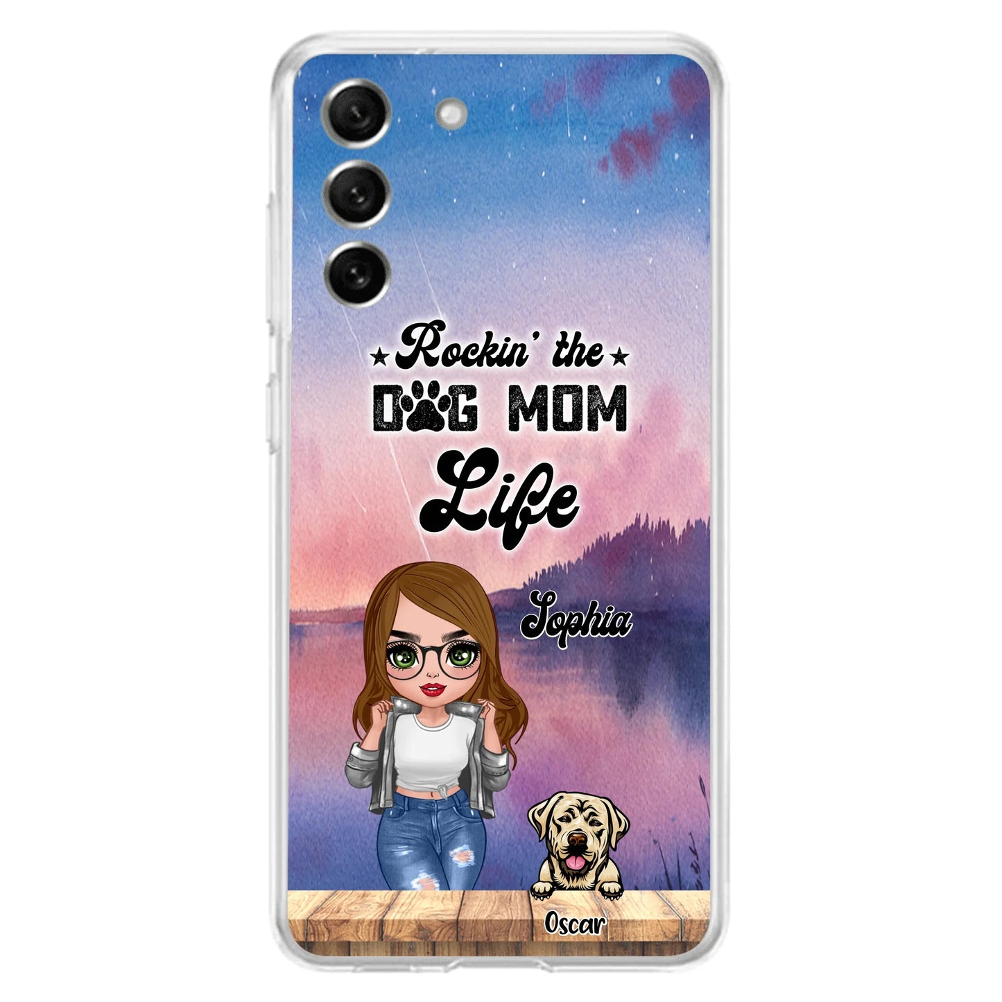 Custom Personalized Dog Mom Chibi Front Phone Case - Gifts For Dog Lover With Up to 4 Dogs - Rockin' The Dog Mom Life - Case For iPhone And Samsung