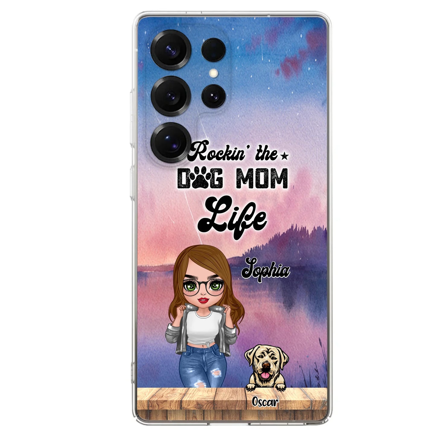 Custom Personalized Dog Mom Chibi Front Phone Case - Gifts For Dog Lover With Up to 4 Dogs - Rockin' The Dog Mom Life - Case For iPhone And Samsung