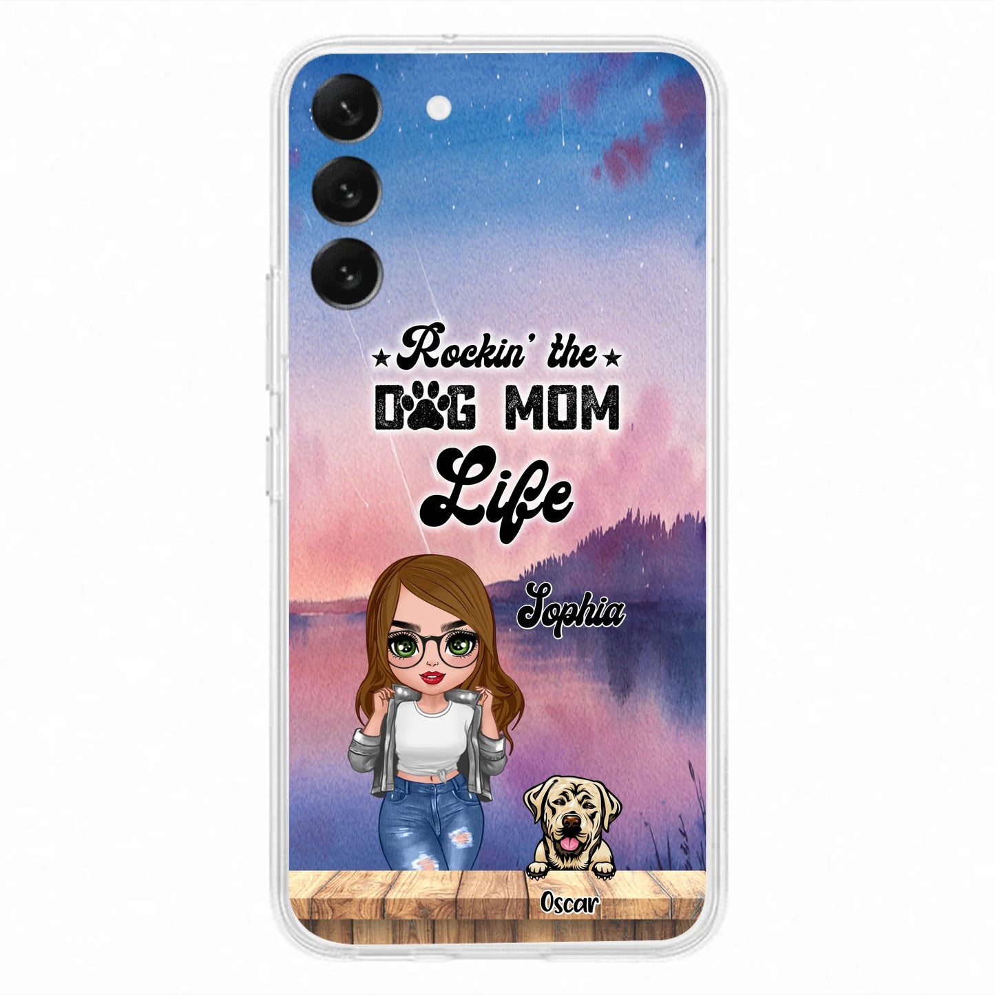 Custom Personalized Dog Mom Chibi Front Phone Case - Gifts For Dog Lover With Up to 4 Dogs - Rockin' The Dog Mom Life - Case For iPhone And Samsung