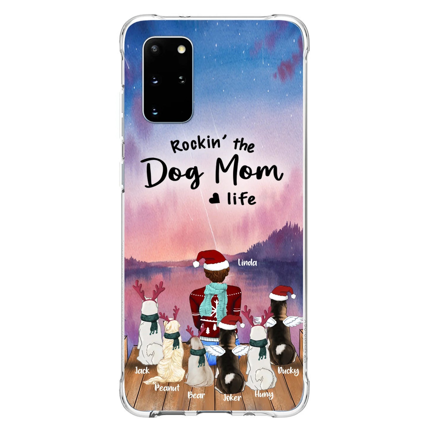 Personalized Christmas Pet Mom/Dad Phone Case - Up to 6 Pets - Rock'in The Dog Mom Life