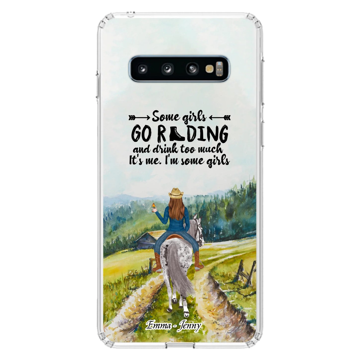 Custom Personalized Riding Horse Phone Case - Upto 2 Girls - Best Gift For Horse Lover/Friends - Some Girls Go Riding And Drink Too Much It's Me - Case For Iphone/Samsung