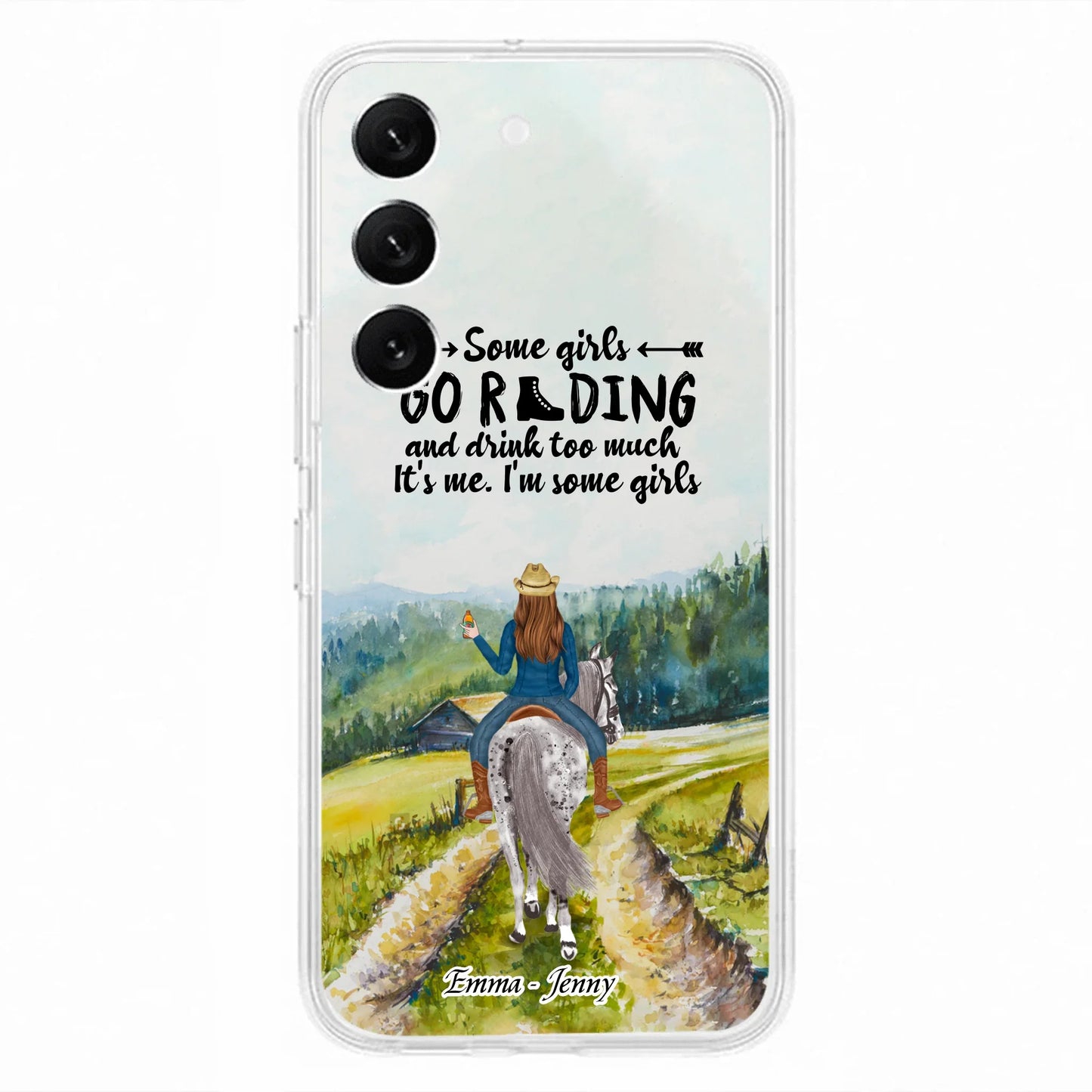 Custom Personalized Riding Horse Phone Case - Upto 2 Girls - Best Gift For Horse Lover/Friends - Some Girls Go Riding And Drink Too Much It's Me - Case For Iphone/Samsung