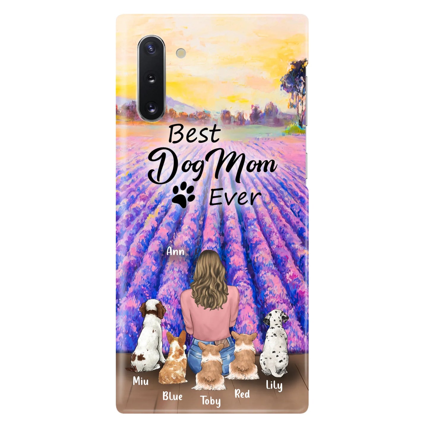 Custom Personalized Dog Mom With Flowers Background Phone Case - Gifts For Dog Lovers With 5 Dogs - You Had Me At Woof - Case For iPhone and Samsung - L4E2ZU