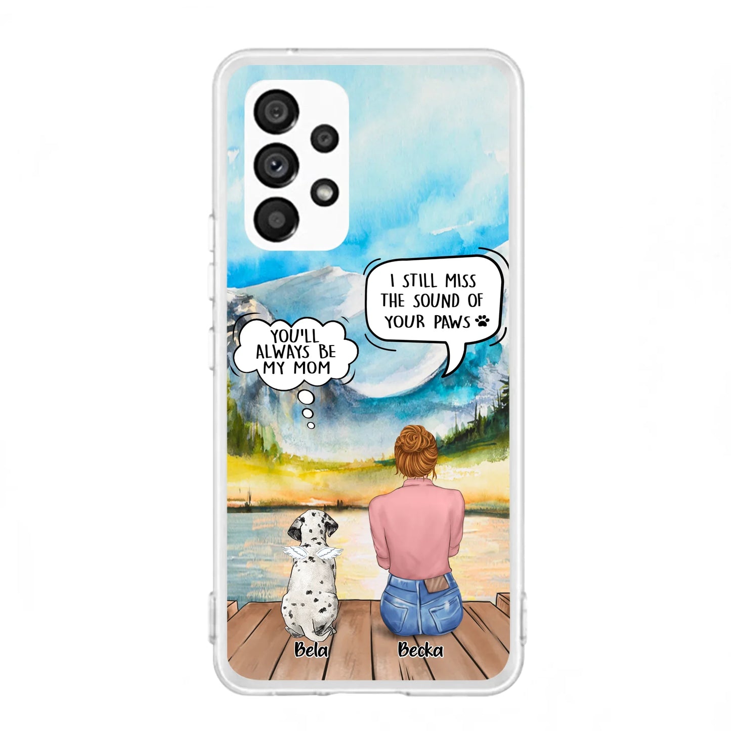 Custom Personalized Memorial Pet Mom Phone Case - Woman With Upto 5 Pets - Best Gift For Pet Lover - It's So Hard To Say Goodbye - Case For Iphone/Samsung