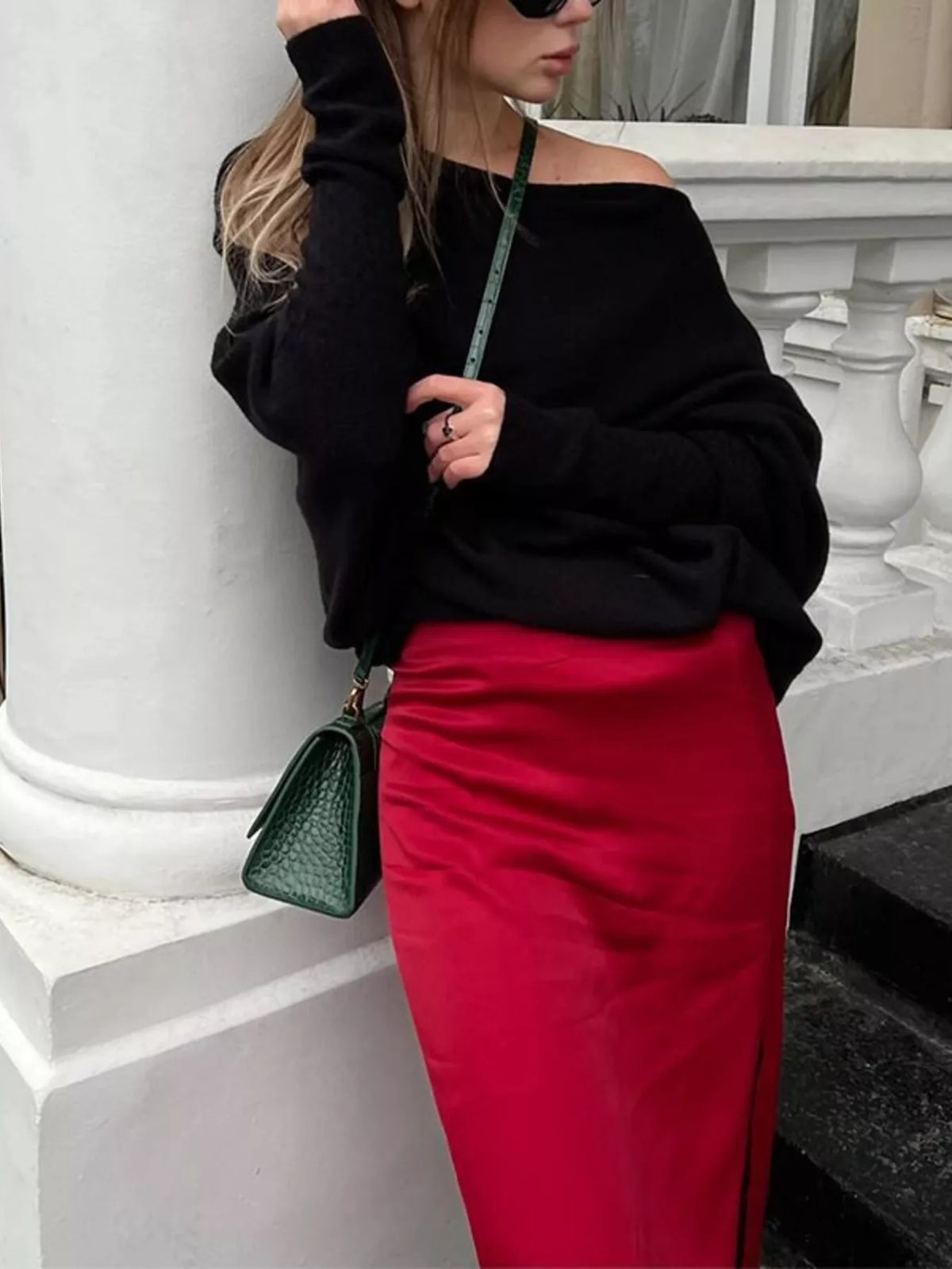 Boat Neck Long Sleeve Sweater
