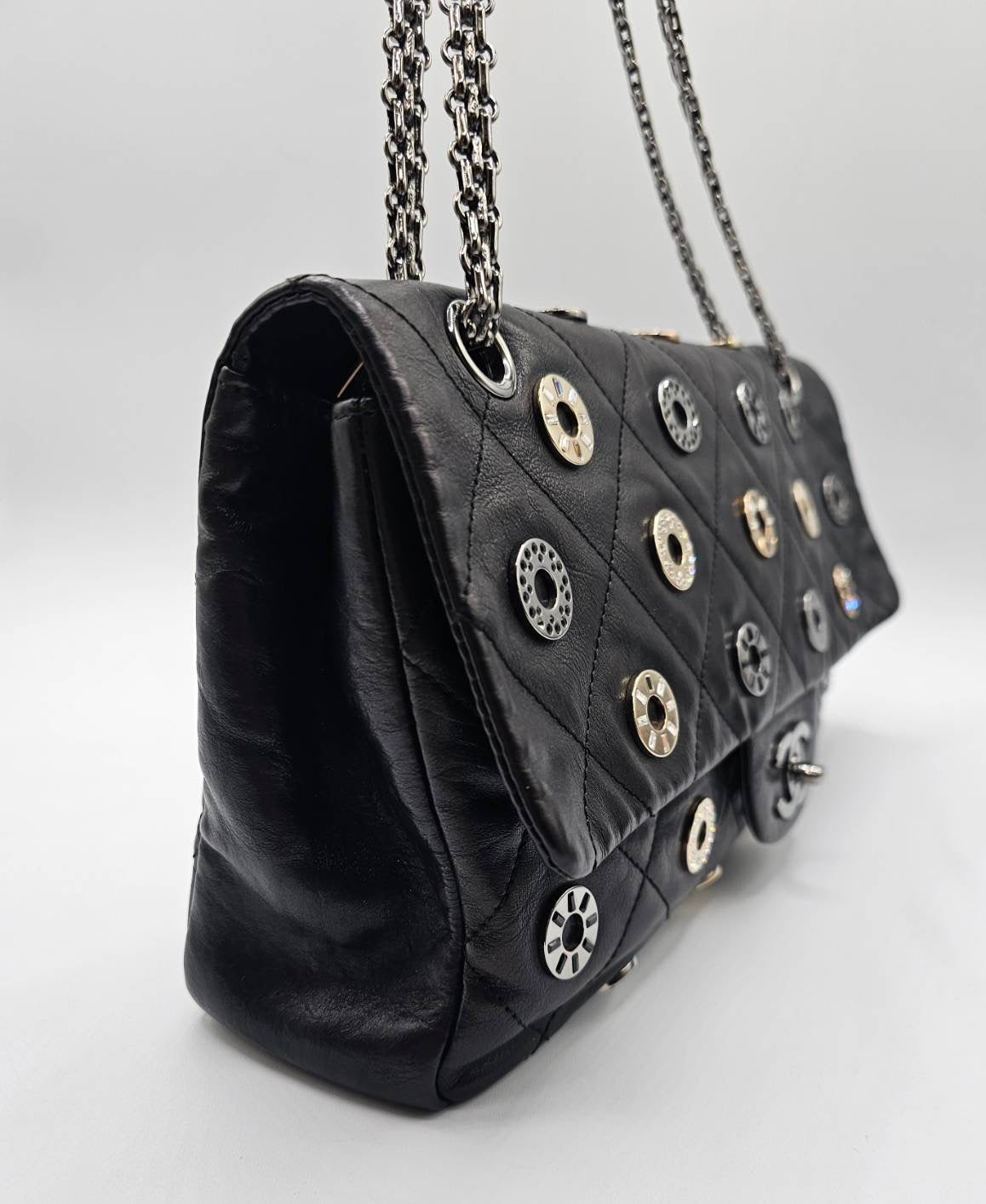 Chanel Star Attitude Flap Bag Grommet Embellished Quilted Leather Large