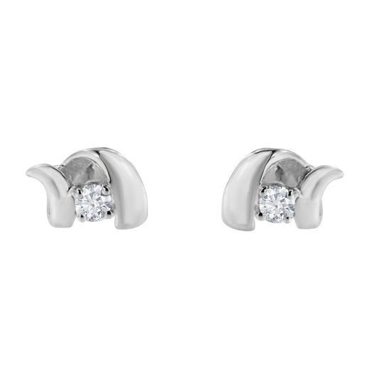 .925 Sterling Silver Round Cut Diamond Fashion Stud Earrings (0.10 cttw, I-J Color, I2-I3 Clarity)